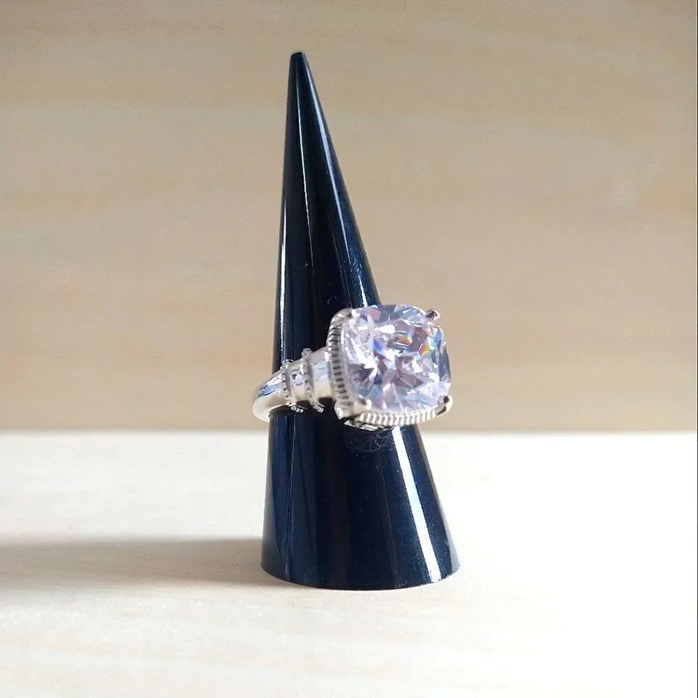 Simulated Diamond Ring in Sterling Silver - Picture 2 of 14